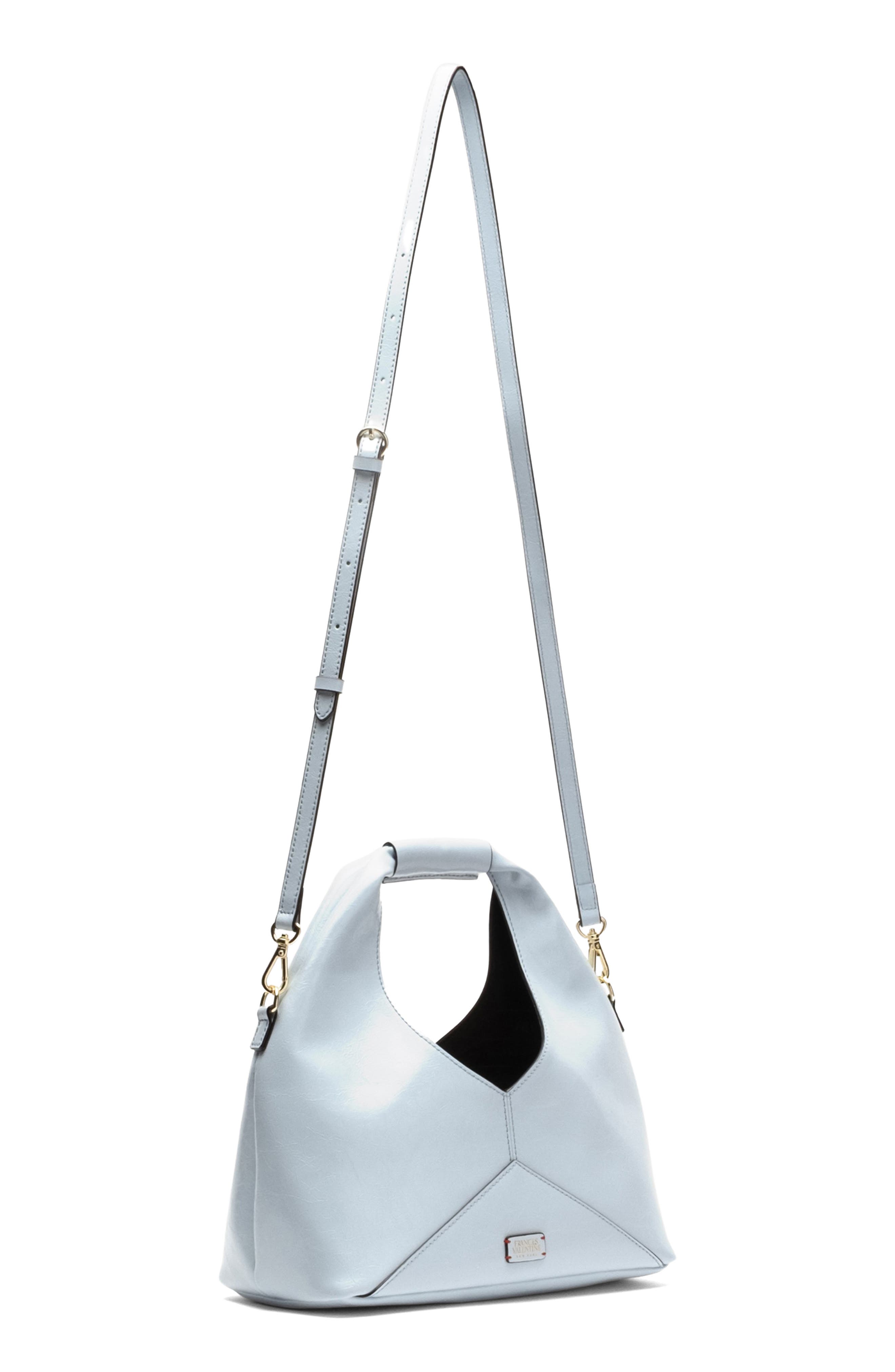 Crescent Crinkled Leather Tote, Alternate, color, LIGHT BLUE