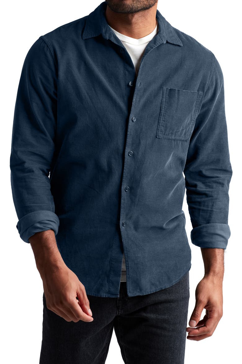 Nobel Fine Wale Corduroy Button-Up Shirt, Main, color, SEAPORT