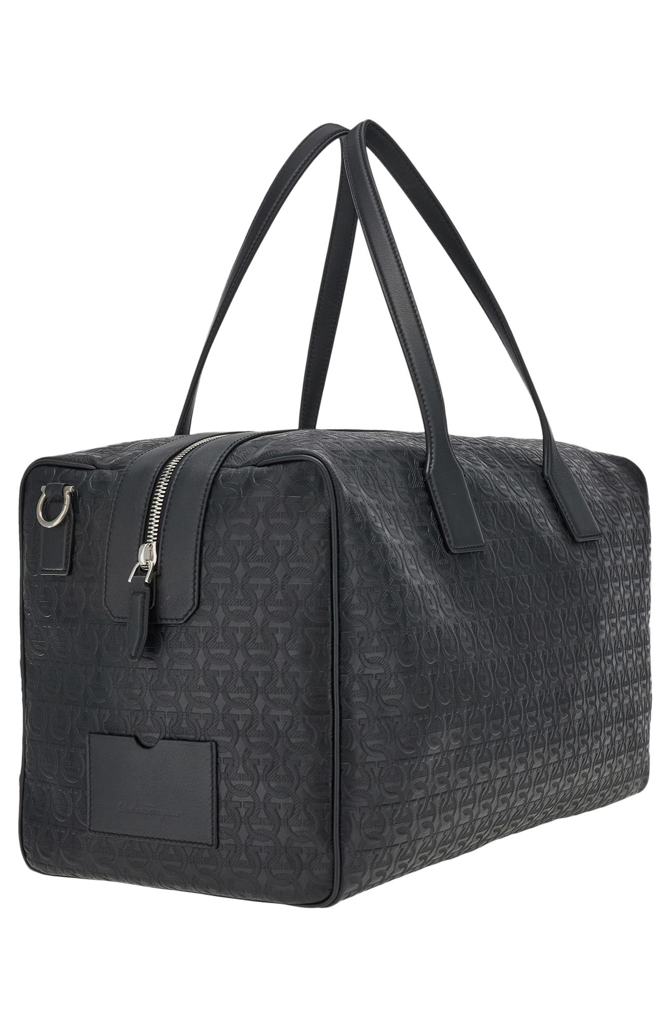FERRAGAMO Travel Logo Embossed Leather Duffle Bag, Alternate, color, 