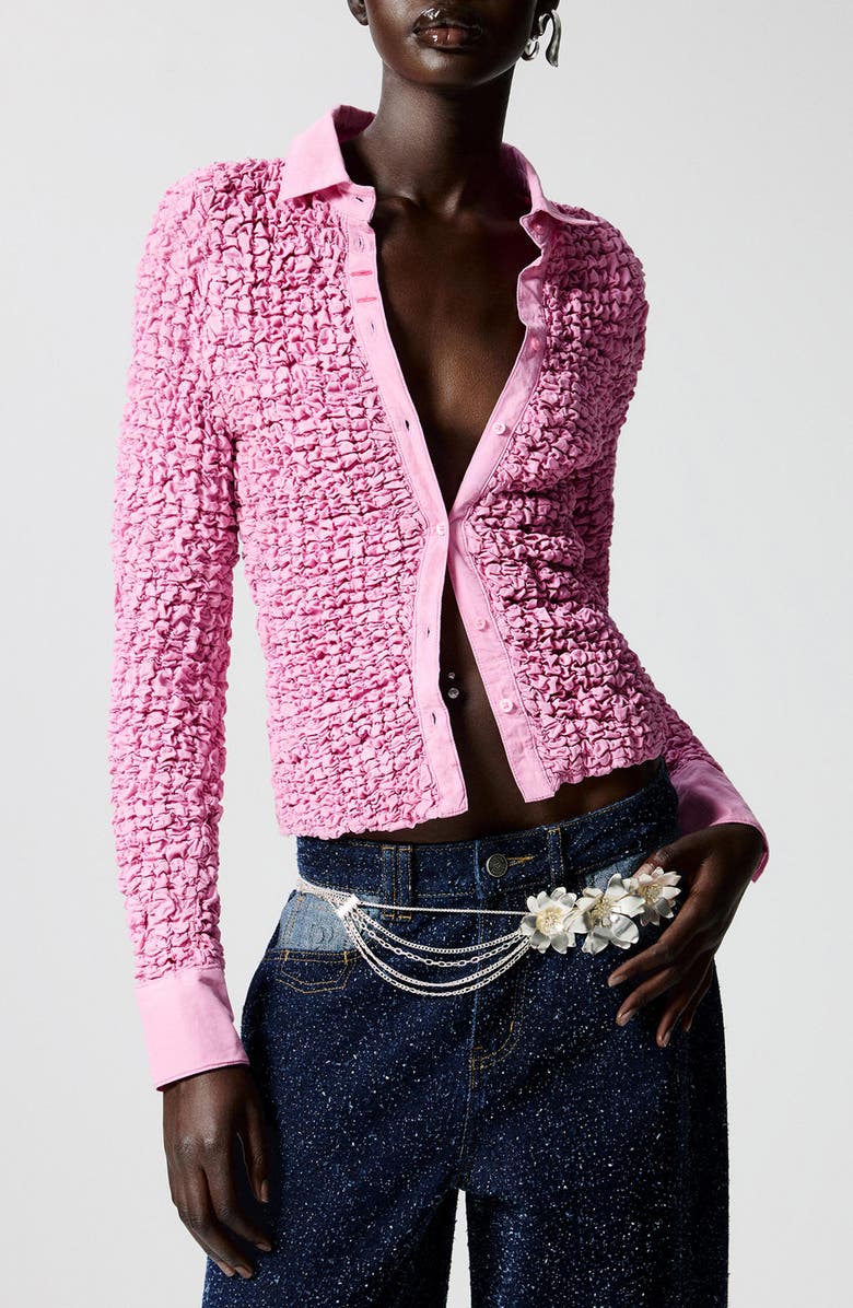 Desigual Textured Shirt, Main, color, Pink