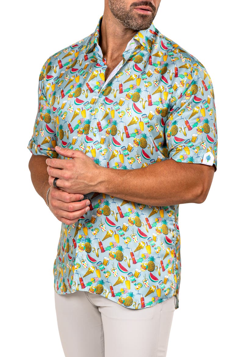 Galileo Marthy Short Sleeve Button-Up Shirt, Alternate, color, BLUE