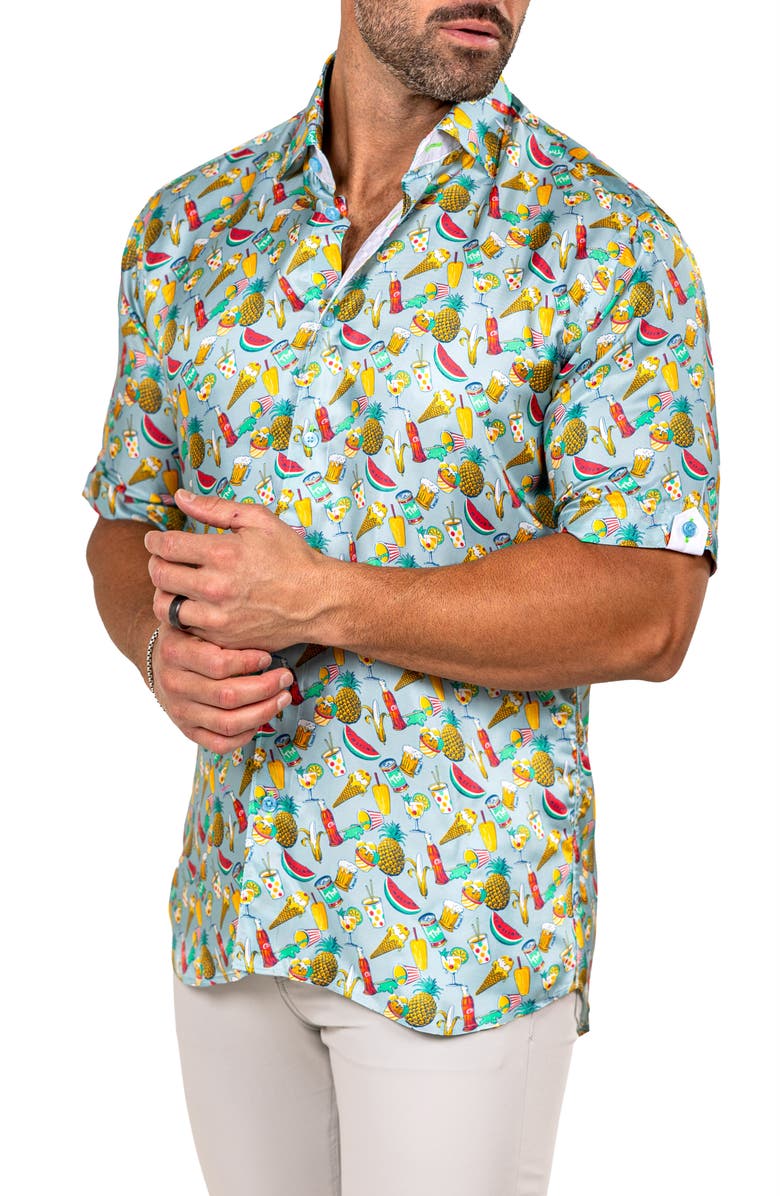 Maceoo Galileo Marthy Short Sleeve Button-Up Shirt, Alternate, color,