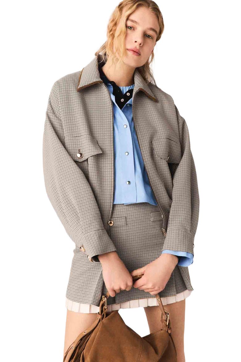 Checked bomber jacket, Main, color, Brown checks