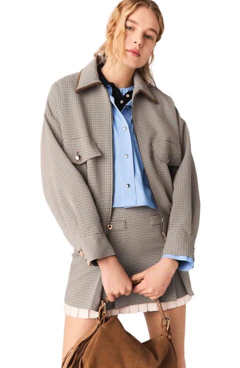 Checked bomber jacket