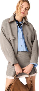 maje Checked bomber jacket