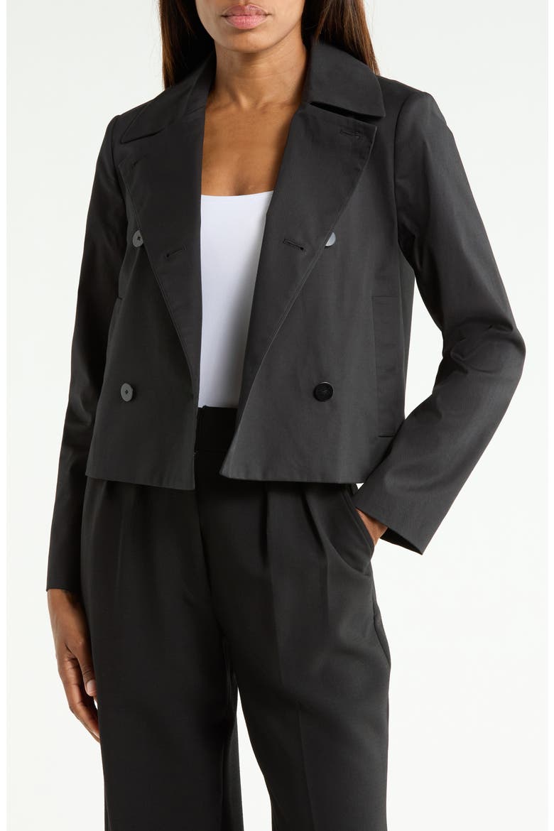 Double Breasted Spread Collar Jacket, Main, color, BLACK