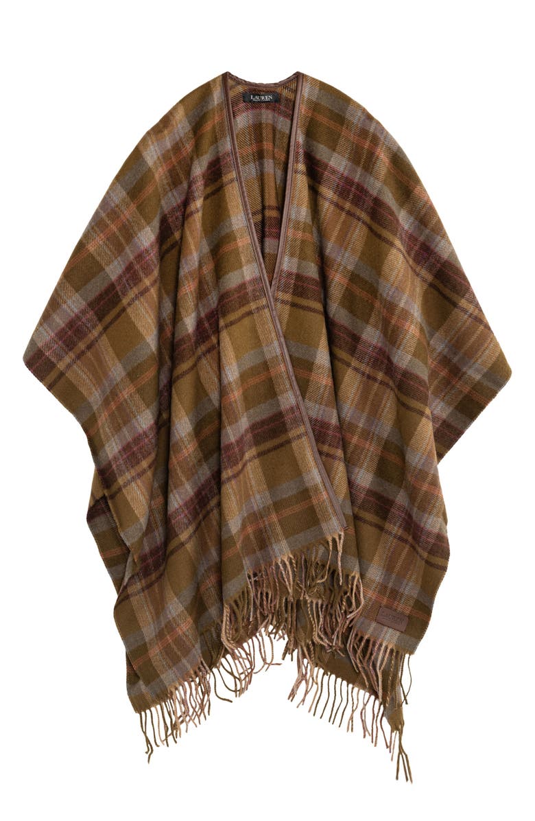 Lauren Ralph Lauren Plaid Fringe Ruana, Main, color, 
