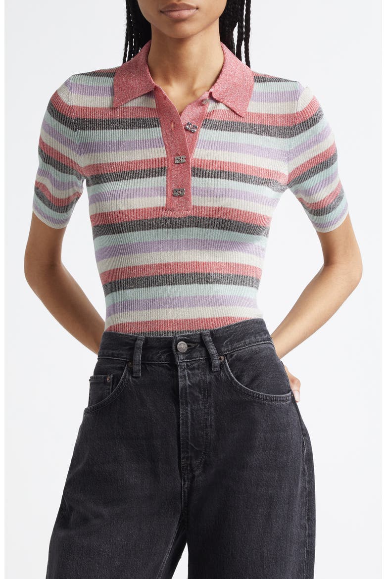 Sparkle Rib Stripe Polo, Main, color, MULTICOLOR