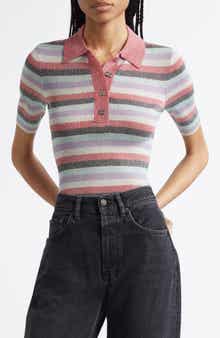 Ganni Sparkle Rib Stripe Polo
