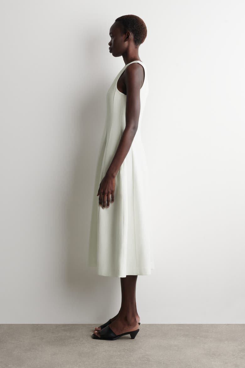 Sculpted Cotton Midi Dress, Alternate, color, WHITE