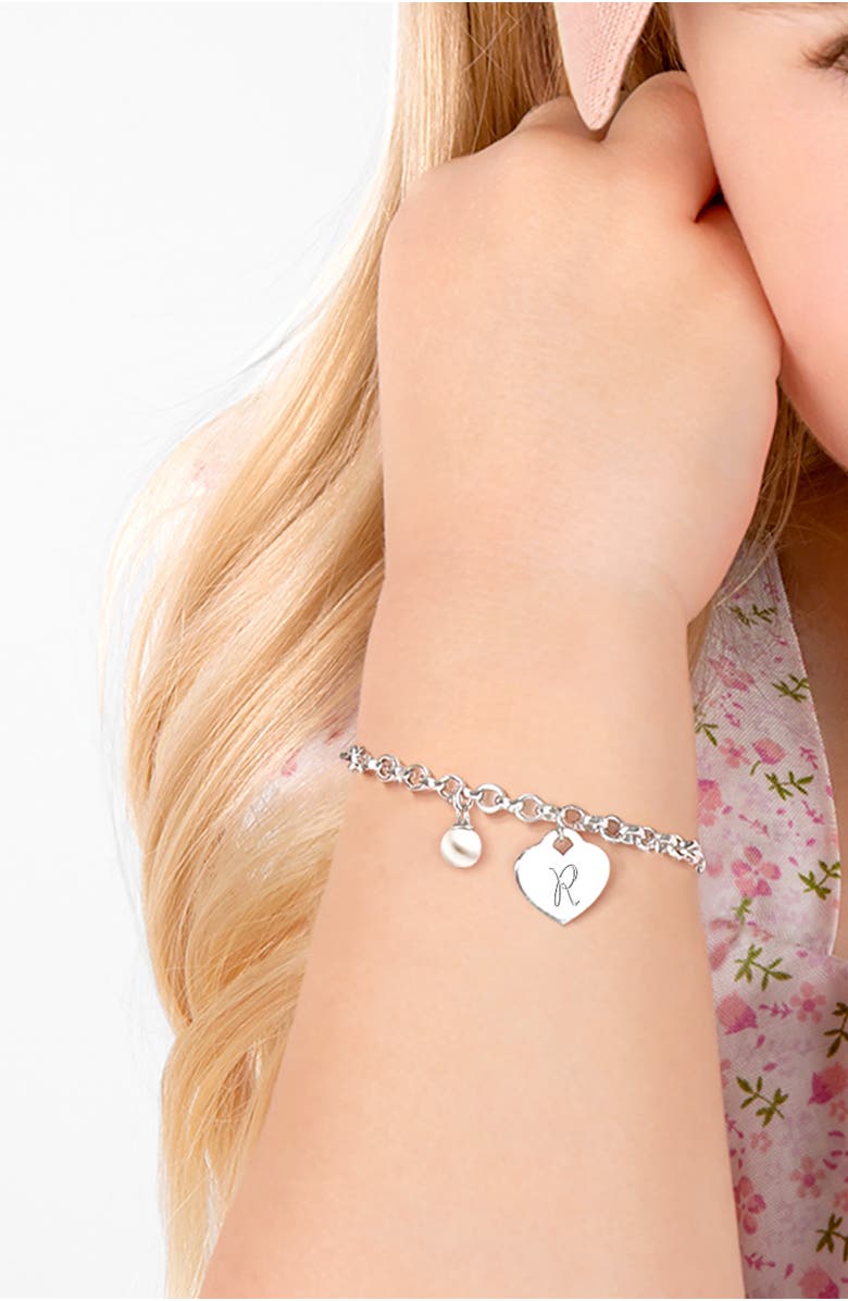 Tiny Blessings Sterling Silver Classic Charm Bracelet & Engraved Initial 6.25" Bracelet, Alternate, color, Silver - R