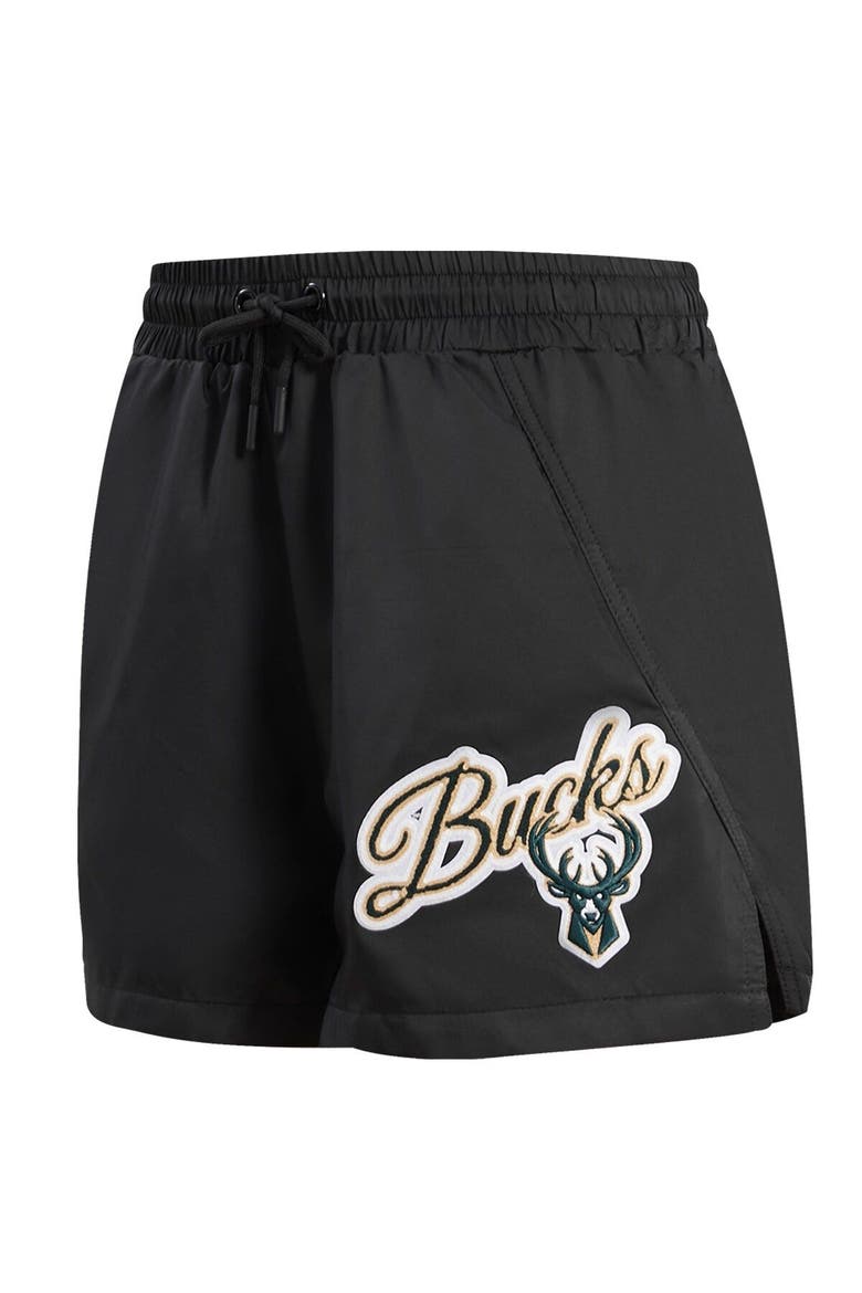 Women's Pro Standard  Black Milwaukee Bucks Script Woven Shorts, Alternate, color, Black