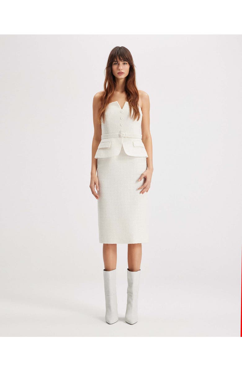 THEO The Label Melia Tweed Bustier Strapless Dress, Alternate, color, Ivory