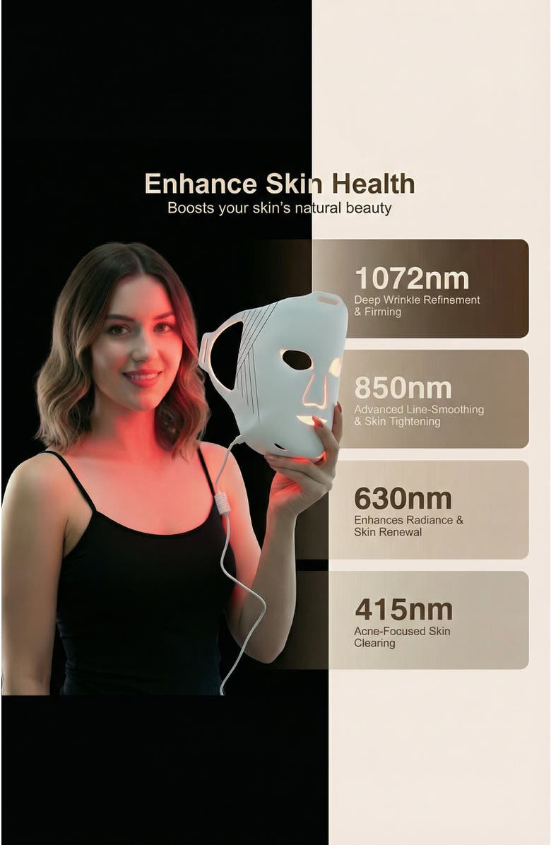 Lovery 5D Liquid Silicone LED Light Therapy Face Mask - Red, Blue & Near-Infrared Light - Skin Rejuvenation & Acne Care, Alternate, color, White