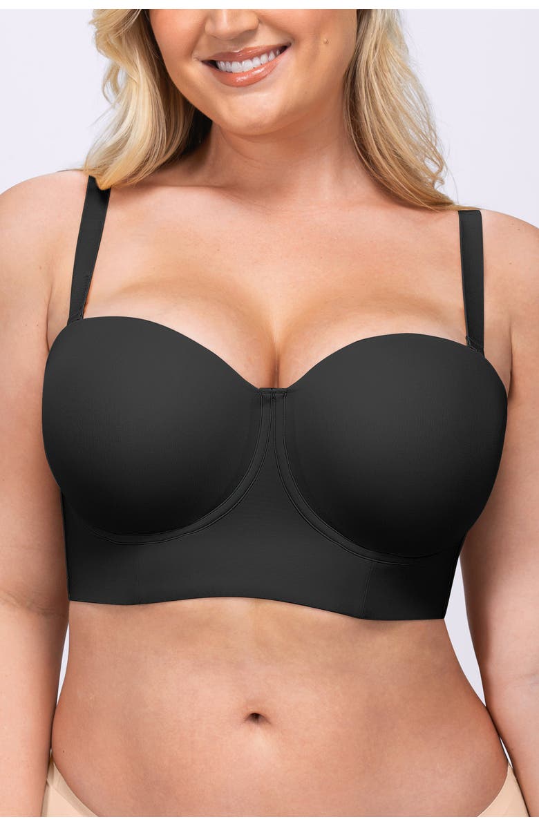 Shapellx Strapless Convertible Underwire Bra Full Coverage, Alternate, color, Black