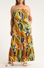 SUGARLIPS Renia Tropical Eve Strapless Jumpsuit