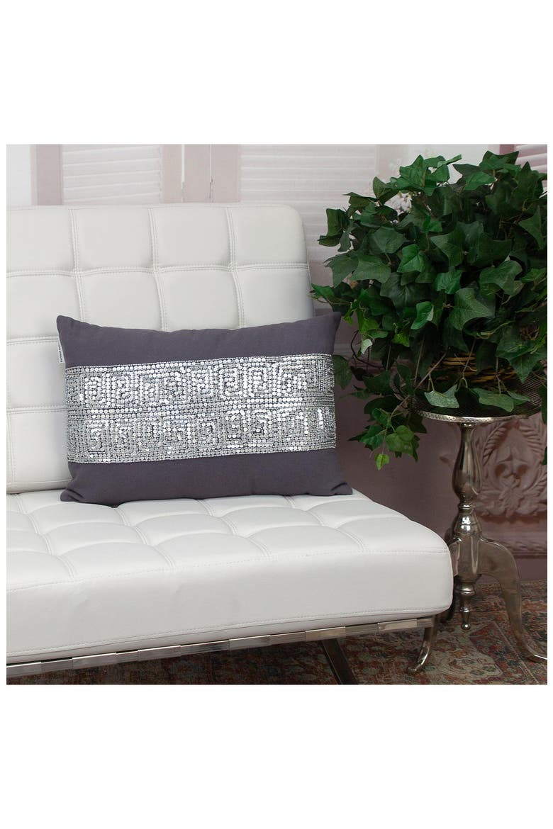 Misty Embellished Beaded Accent Pillow, Alternate, color, GRAY