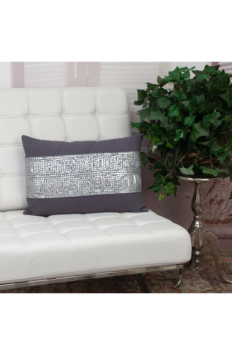 PARKLAND COLLECTION Misty Embellished Beaded Accent Pillow, Alternate, color, Gray