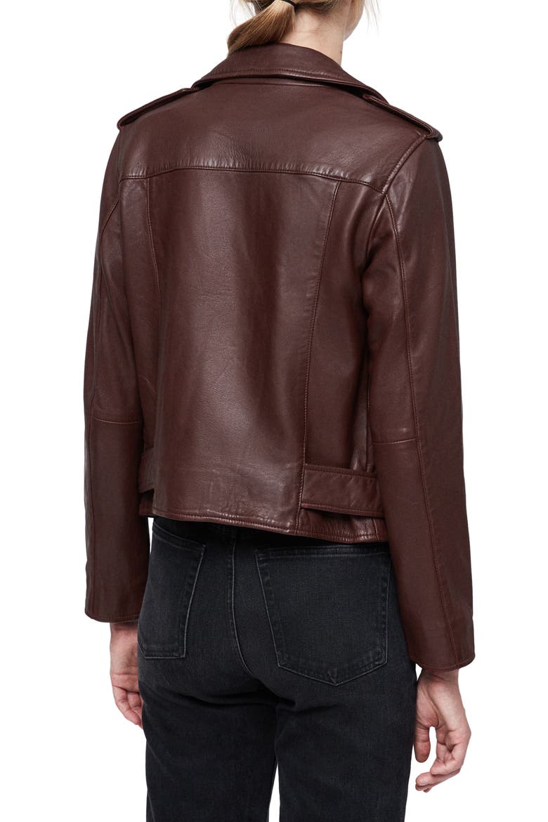 Balfern Leather Biker Jacket, Alternate, color, DEEP BERRY