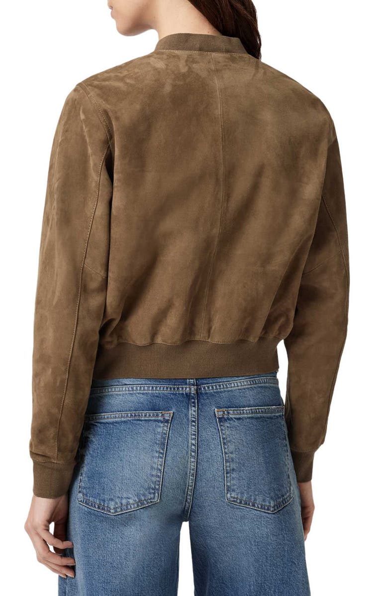 AllSaints Orten Suede Bomber Jacket, Alternate, color, Walnut Brown
