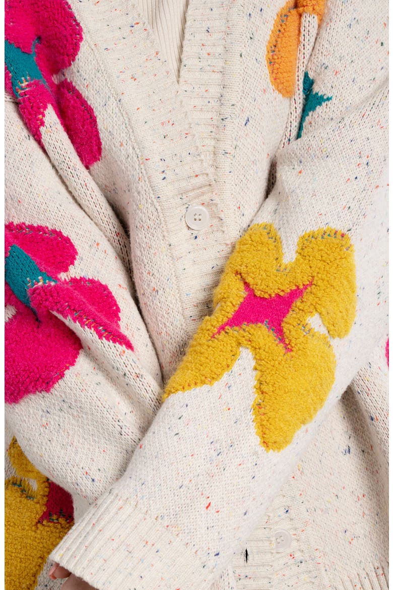 Floral & Diamond Embroidered Cardigan, Alternate, color, IVORY