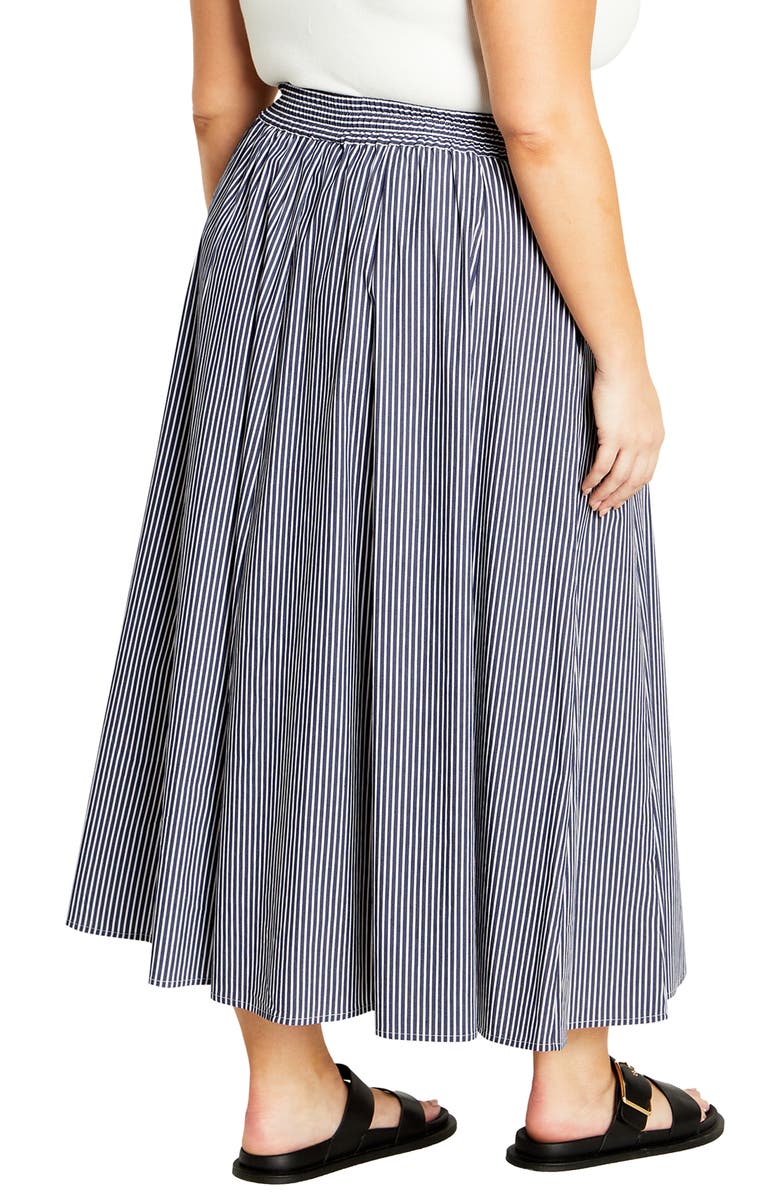 City Chic Stellar Stripe A-Line Maxi Skirt, Alternate, color, Navy Stripe