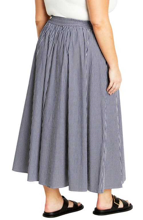 City Chic Stellar Stripe A-line Maxi Skirt In Blue