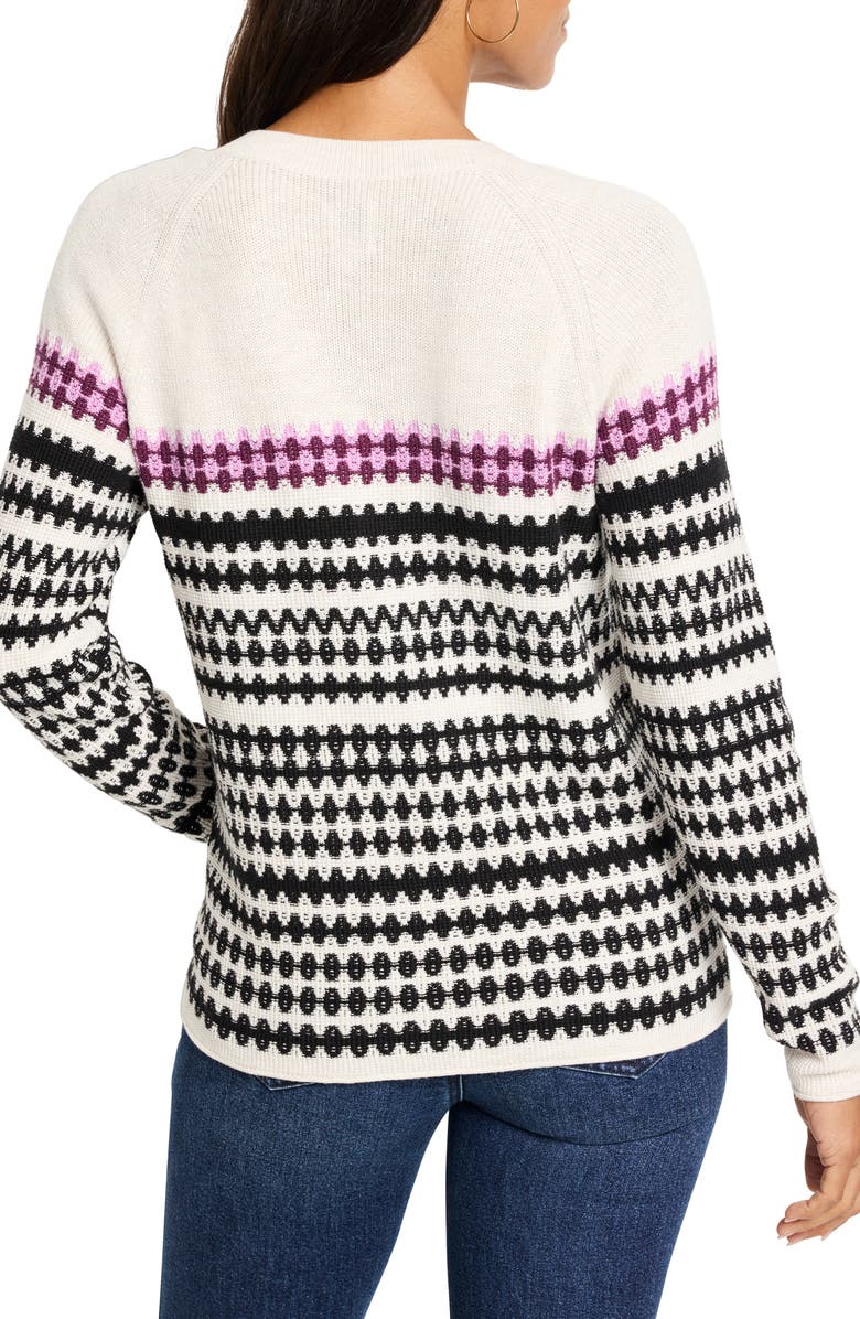 NIC+ZOE Stripe V-Neck Cotton & Cashmere Blend Sweater, Alternate, color, Neutral Multi