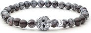 LAGOS Men's Anthem Snowflake Obsidian Skull Stretch Bracelet