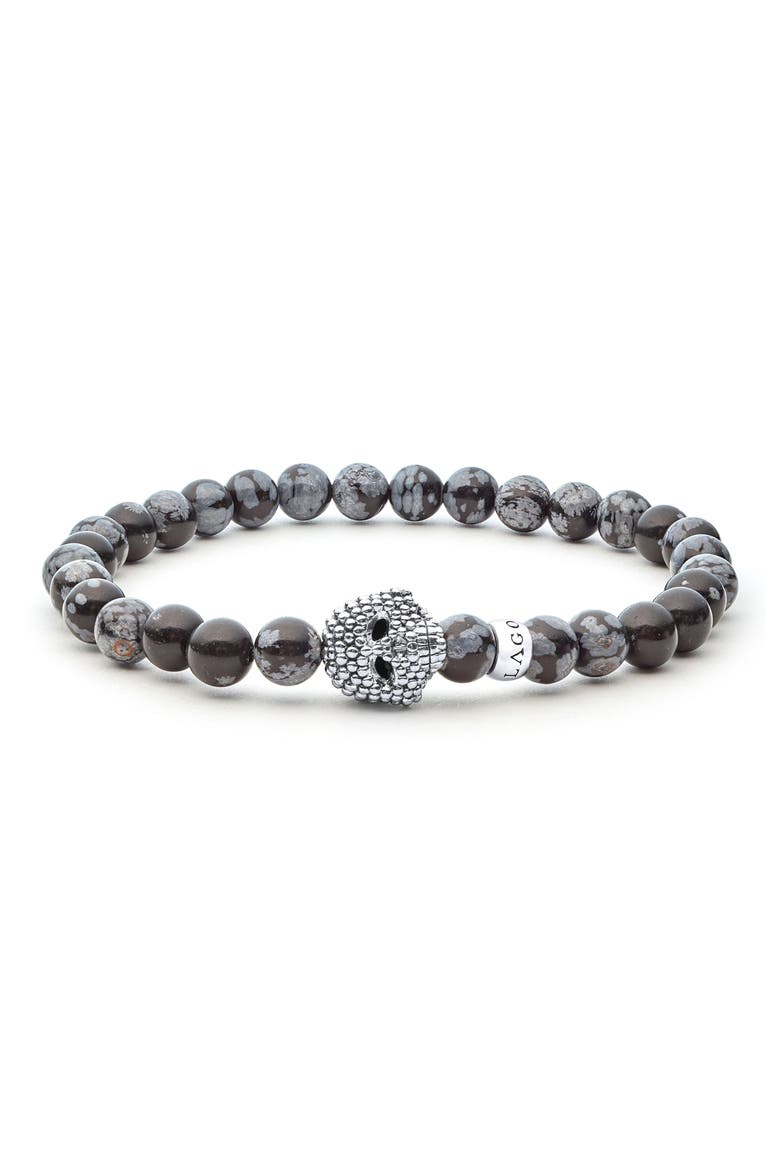 Men's Anthem Snowflake Obsidian Skull Stretch Bracelet video