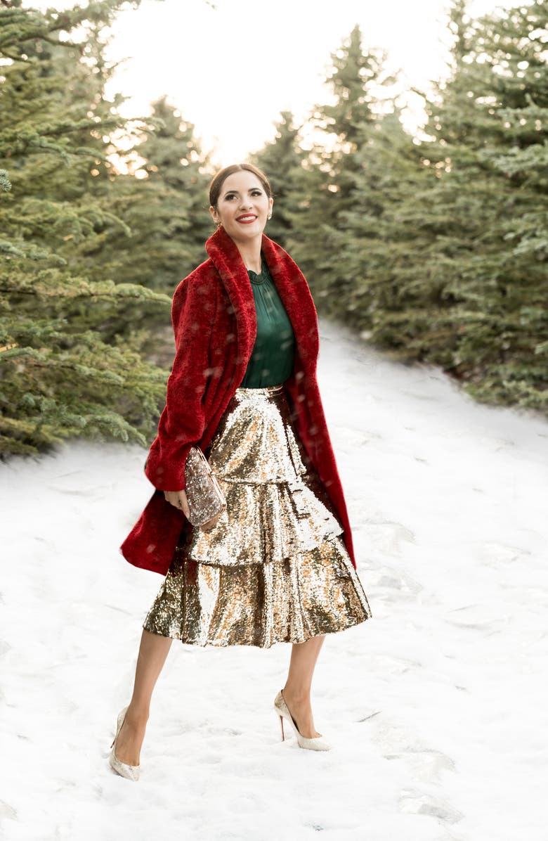 Rachel Parcell Faux Shearling Shawl Collar Coat, Alternate, color,