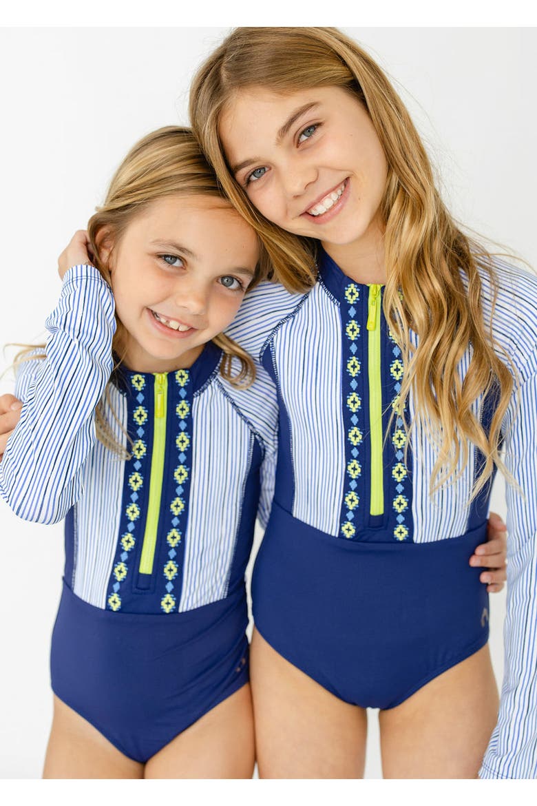 Girls Long Sleeve One-Piece, Alternate, color, Seaside