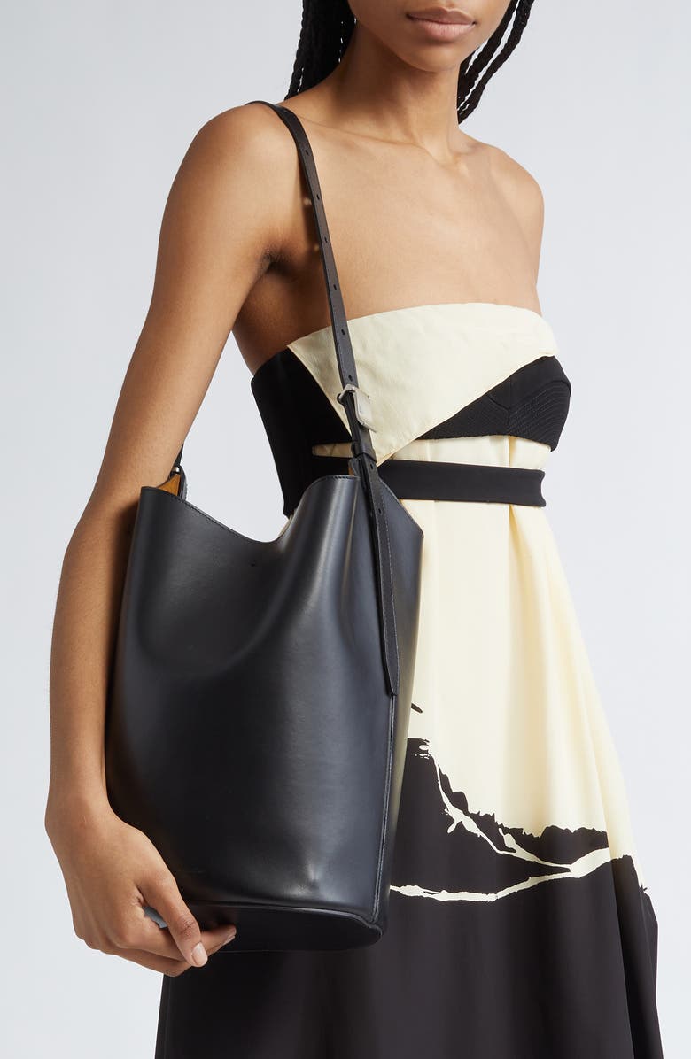 Proenza Schouler Brant Leather Bucket Bag, Alternate, color, Black