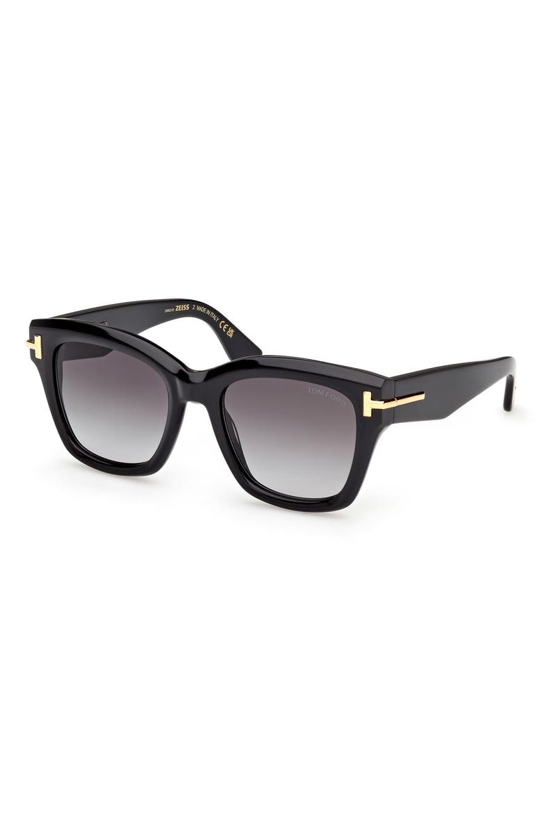 53mm Gradient Butterfly Sunglasses, Alternate, color, BLACK / BAGUETTE / SMOKE LENS