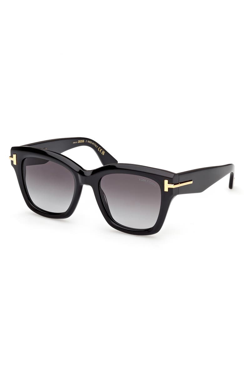 TOM FORD 53mm Gradient Butterfly Sunglasses, Alternate, color, Black / Baguette / Smoke Lens