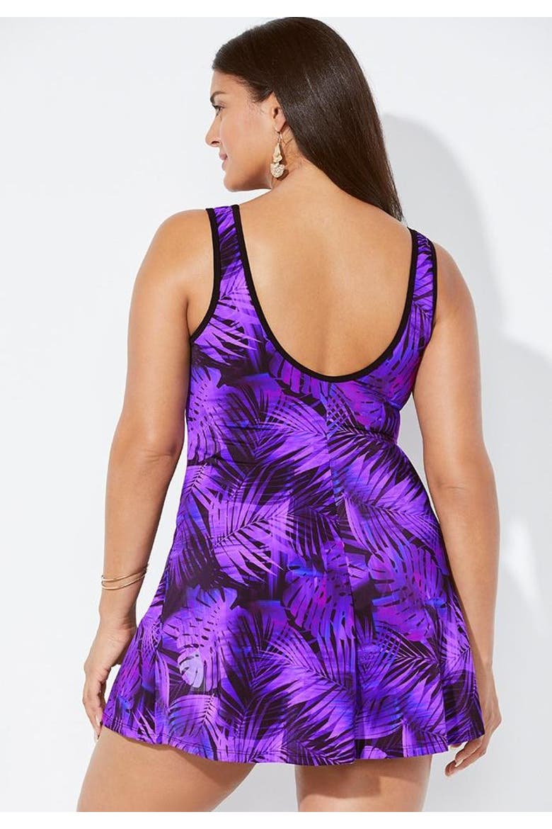 swim dress nordstrom Plus Size Women's Tank Swimdress by Swimsuits For All in Green Electric Palm (Size 32)