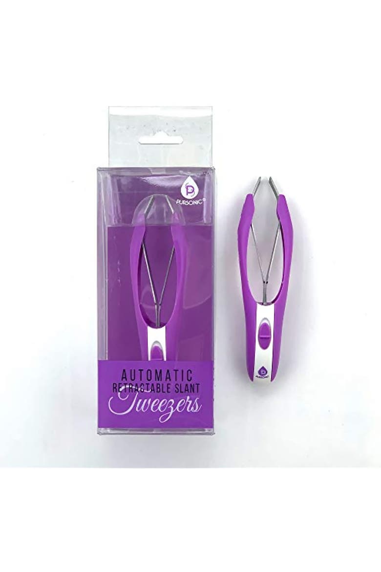 Automatic Retractable Slant Tweezers, Alternate, color, Purple