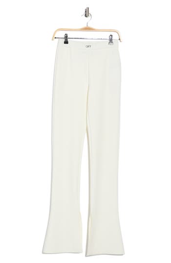 Off-white Sleek Split Cuff Flare Leggings In White