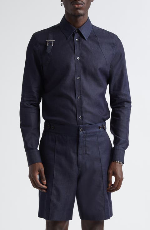 T-Bar Harness Denim Button-Up Shirt