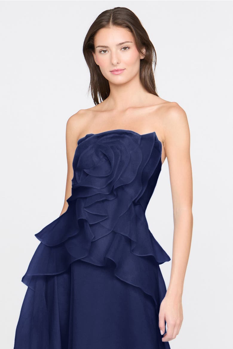 Gilda Draped Rose Gown, Alternate, color, Nautical Navy
