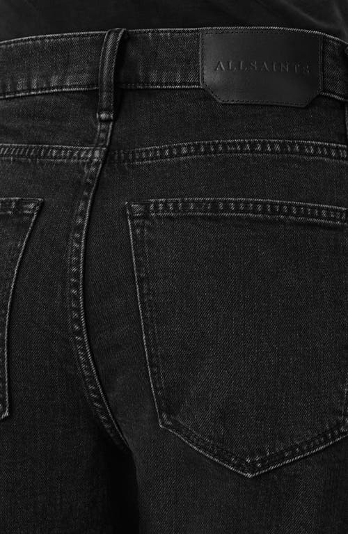 Allsaints Sadie High Rise Ankle Barrel Jeans In Washed Black In Black