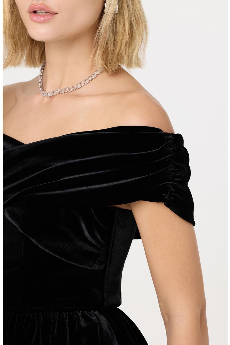 Tenille Velvet Off the Shoulder Top, Alternate, color, BLACK