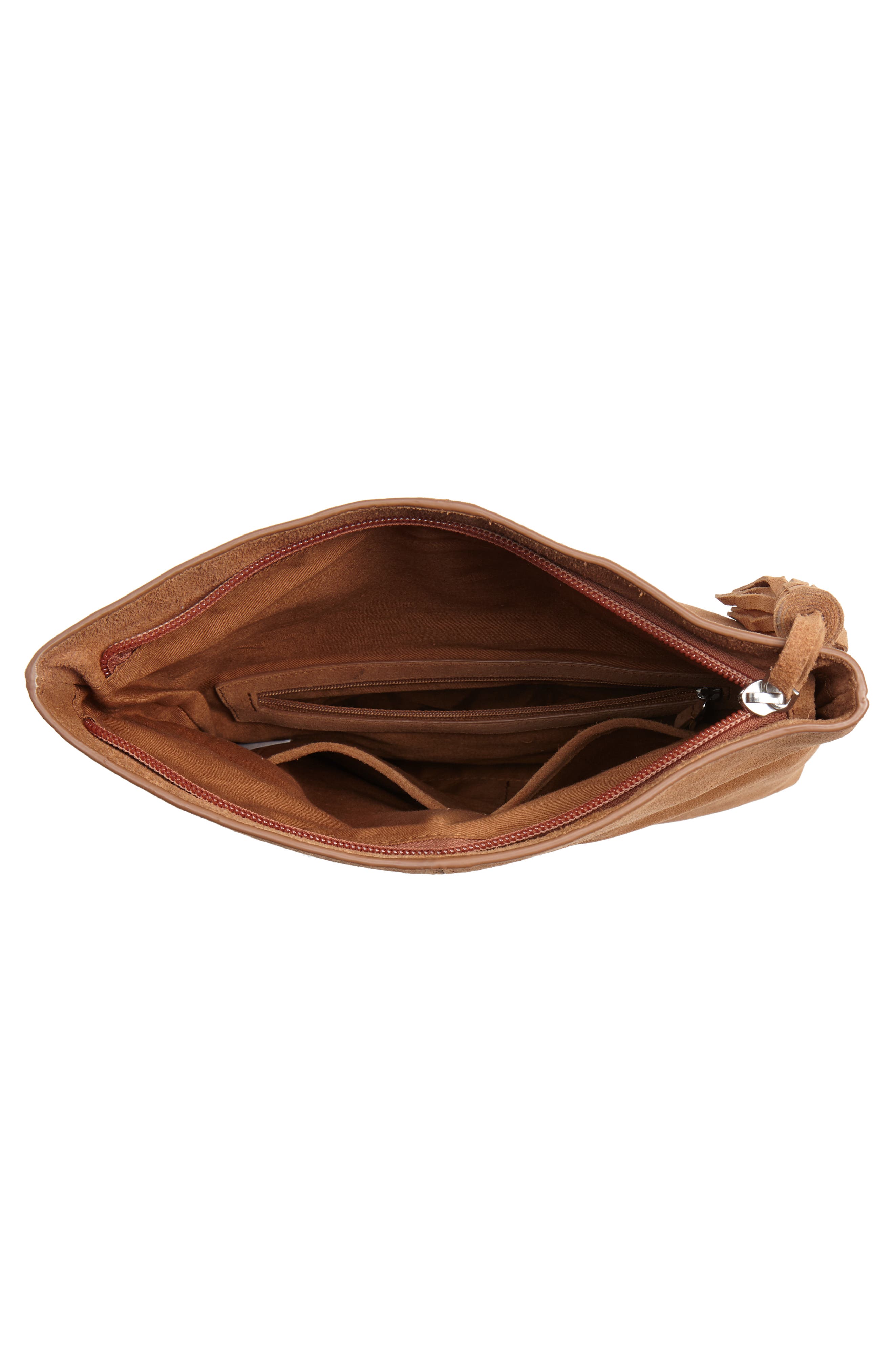 Suede Clutch, Alternate, color, COGNAC