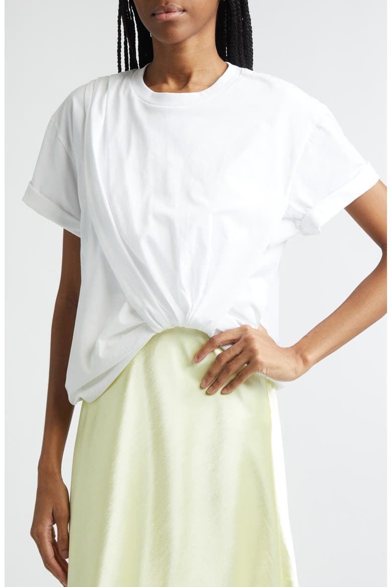 Mixed Media Short Sleeve Dress, Alternate, color, WHITE-YUZU