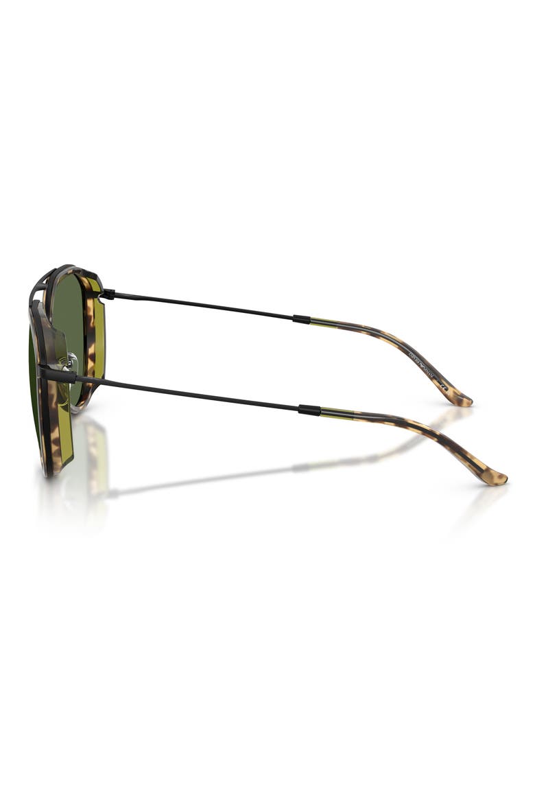 56mm Pilot Sunglasses, Alternate, color, MATTE BLACK / DARK GREEN