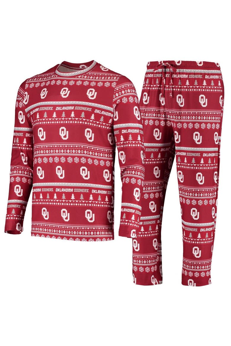Men's Concepts Sport Crimson Oklahoma Sooners Ugly Sweater Knit Long Sleeve Top and Pant Set, Alternate, color, Crimson