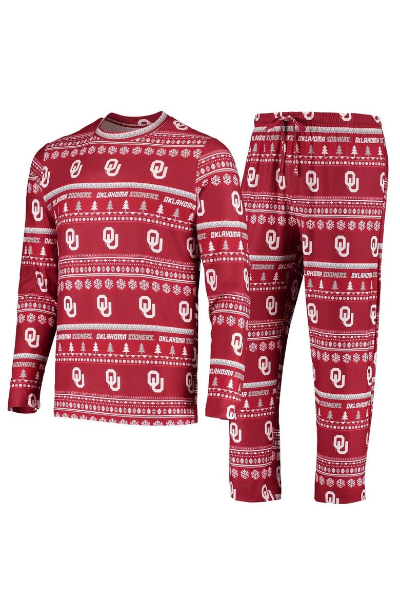 CONCEPTS SPORT Men's Concepts Sport Crimson Oklahoma Sooners Ugly Sweater Knit Long Sleeve Top and Pant Set, Alternate, color, Crimson