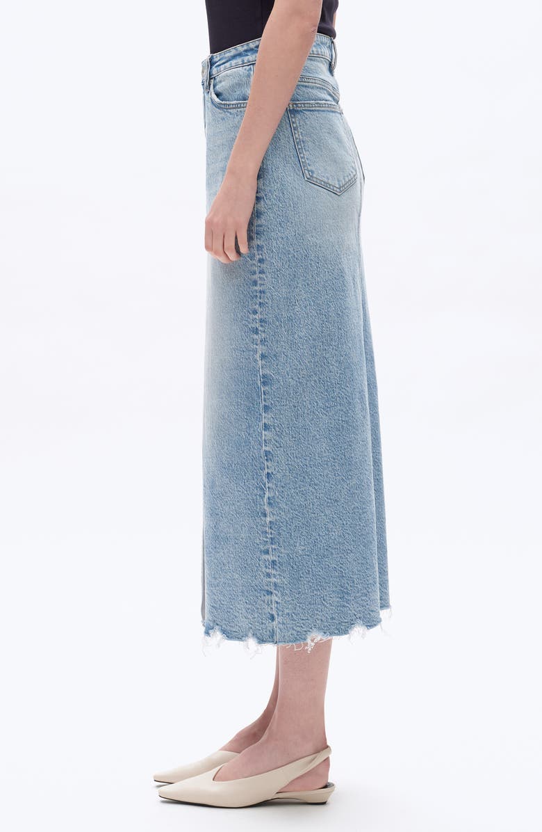 Bayeas Raw Hem Denim Midi Skirt, Alternate, color, Medium Blue