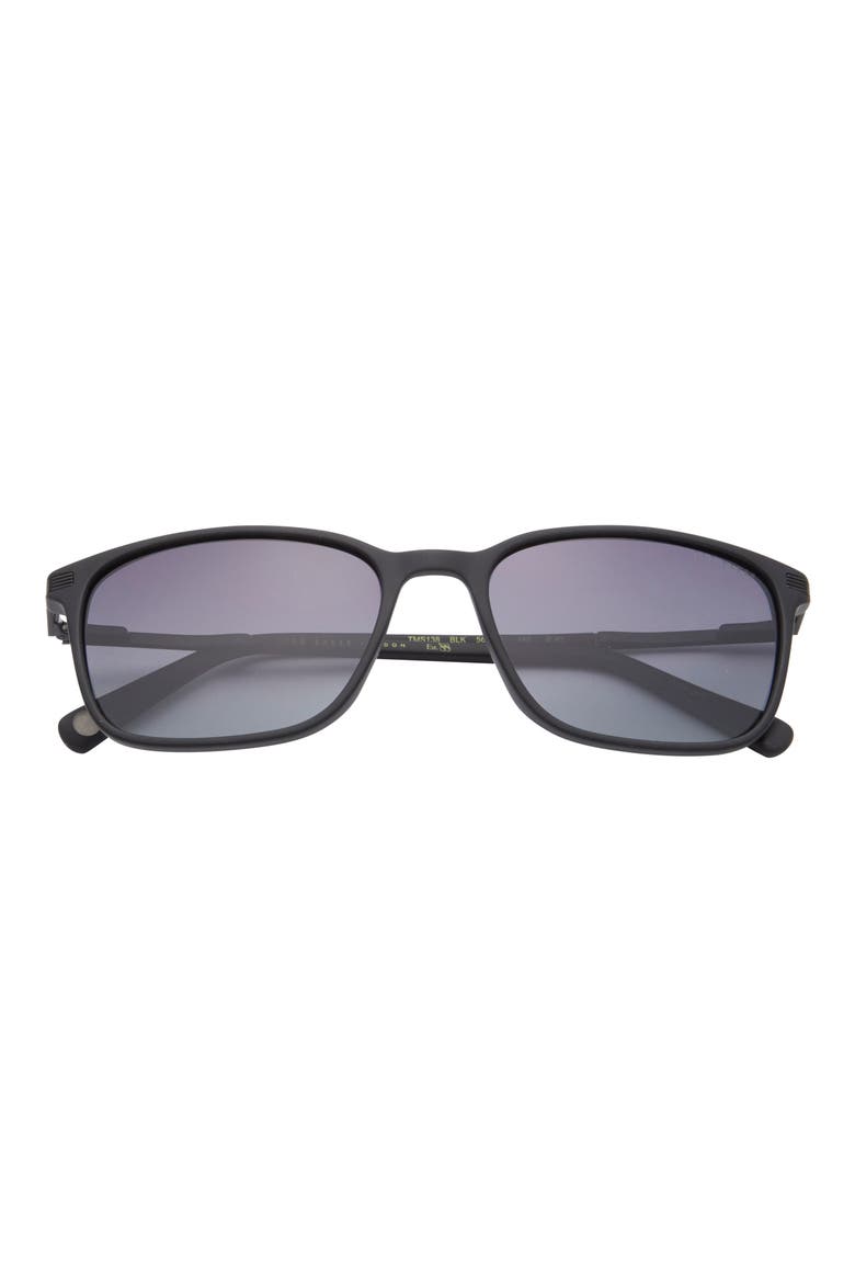 56mm Square Full Rim Polarized Sunglasses, Main, color, BLACK
