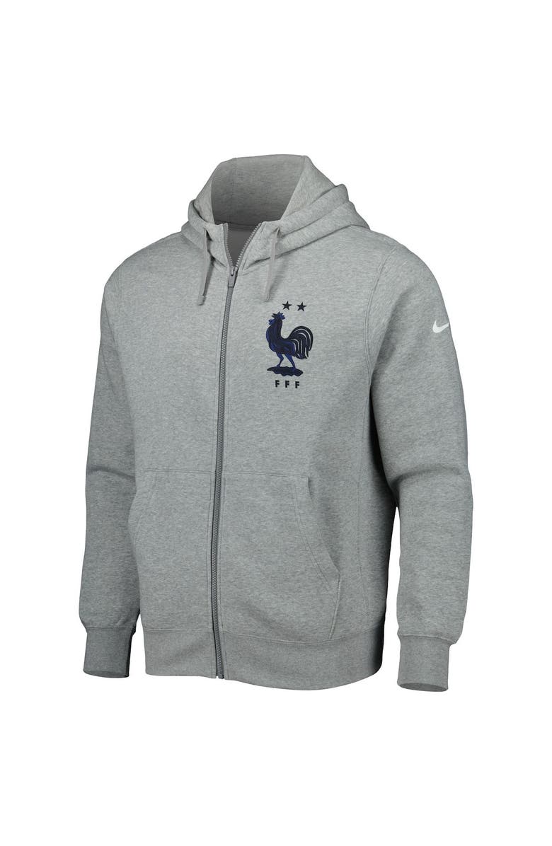 Nike Men's Nike Heather Gray France National Team Club Fleece Full-Zip Hoodie, Alternate, color,